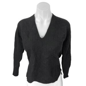 Princesse Tam-Tam 100% Cashmere Black V-neck Long Sleeve Pullover Sweater Top S